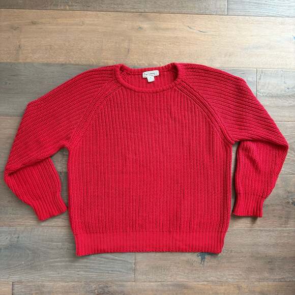 Gap Sweaters - Vintage 90s Gap Clothing Co. Red Shaker Stitch Ramie Cotton Sweater Sz M